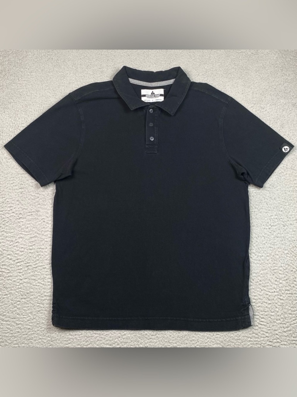 American Giant Polo Shirt Men's Size L Black Short Sleeve Cotton Made In USA